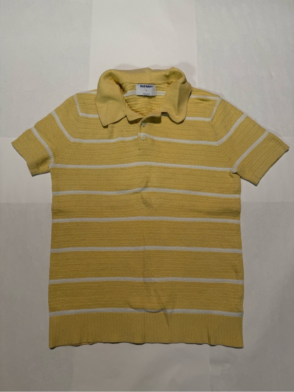 Old Navy Yellow and White Striped Kids Polo